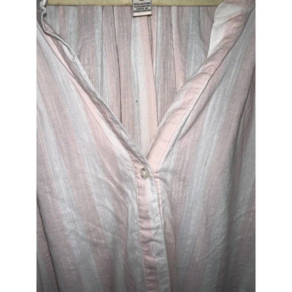 St Johns Bay Women’s Cotton Blend Button Down Top Sz. 1X Pink Stripe V-Neck - Picture 8 of 9